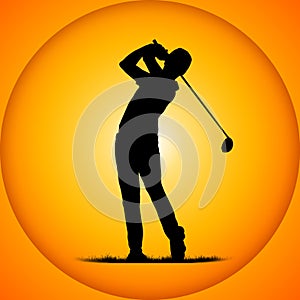 Silhouettes golfer
