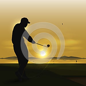 Silhouettes golfer swing