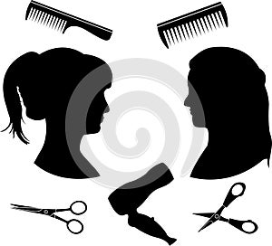 Silhouettes for a hairdressing salon