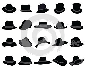 Silhouettes of  hats and caps