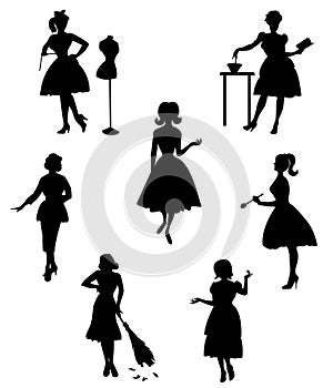 Silhouettes of housewives photo