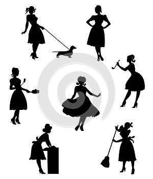 Silhouettes of housewives photo