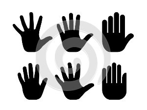 Silhouettes of human open palm