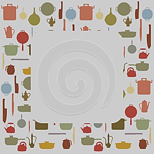 Silhouettes of Kitchenware , for background