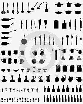 Silhouettes of kitchenware