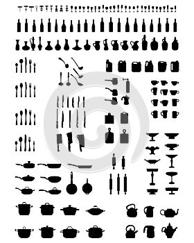 Silhouettes of kitchenware