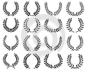 Silhouettes of laurel wreaths