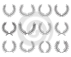 Silhouettes of laurel wreaths