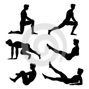 Silhouettes of males in sports poses