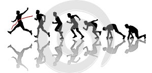 Silhouettes of a man winning a marathon