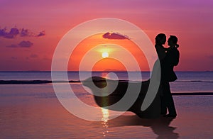 Silhouettes Married Couple on sunset