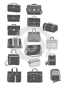 Silhouettes of men's handbags