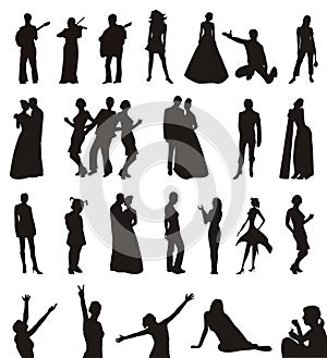 Silhouettes of men and women