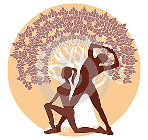 Silhouettes of men and women in athletic poses