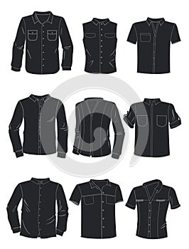 Silhouettes of mens shirts
