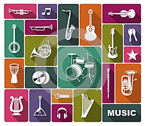 Silhouettes of musical instruments