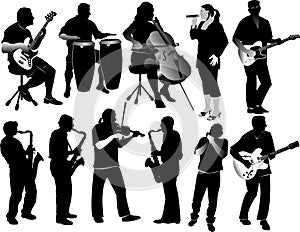 Silhouettes of musicians