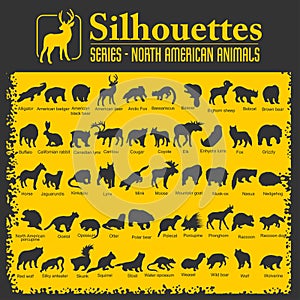 Silhouettes - North American animals.