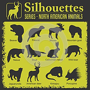 Silhouettes - North American animals.