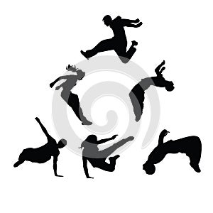 Silhouettes. Parkour