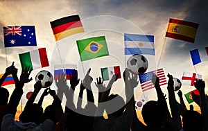 Silhouettes of People Gathered for 2014 FIFA World