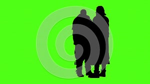 silhouettes of people physical confrontation on green screen