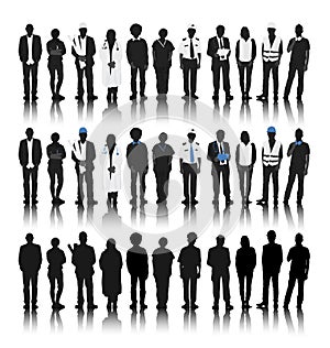 Silhouettes of People with Various Occupations photo