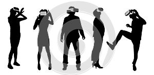 Silhouettes of people in virtual reality headset.