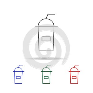 silhouettes of plastic cup line icon. Elements in multi colored icons for mobile concept and web apps. Icons for website design an