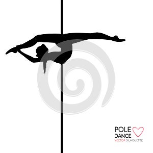 Silhouettes of a pole dance girl. Vector illustration on white background