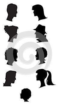 Silhouettes of profiles