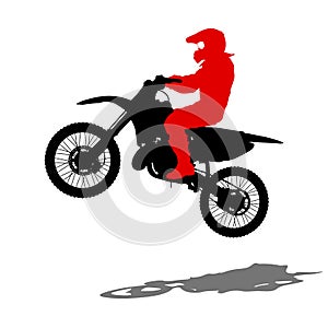 Silhouettes Rider participates motocross championship. Vector illustration