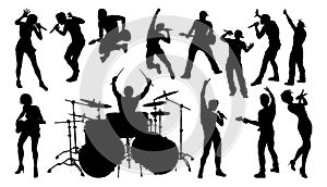 Silhouettes Rock or Pop Band Musicians