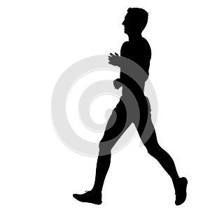 Silhouettes. Runners on sprint, men. vector illustration