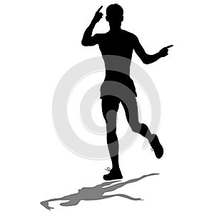 Silhouettes. Runners on sprint, men. vector illustration