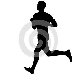 Silhouettes Runners on sprint, men. vector illustration