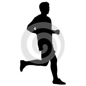 Silhouettes. Runners on sprint, men. vector illustration