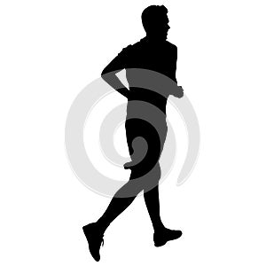 Silhouettes. Runners on sprint, men. vector illustration