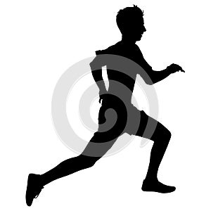 Silhouettes. Runners on sprint, men. vector illustration