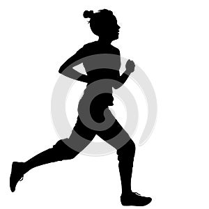 Silhouettes Runners on sprint, women. vector illustration