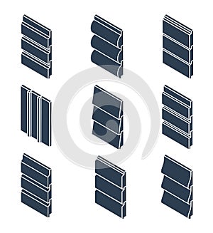 Silhouettes of Siding Profiles in Isometric View