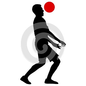 silhouettes of soccer players with the ball on white background