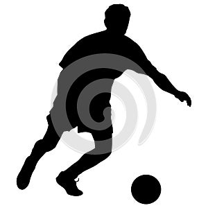 silhouettes of soccer players with the ball on white background