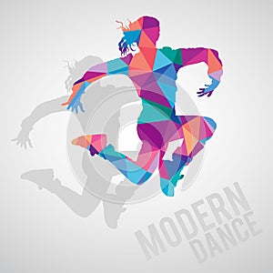 Silhouettes of sportive girl dancing modern dance styles