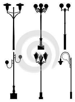 Silhouettes street lights vector