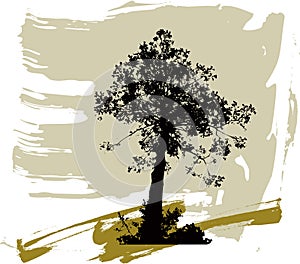 Silhouettes of trees on a grunge background