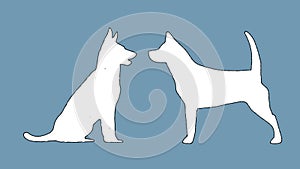 Silhouettes of two drawn dogs with animated outline