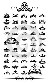Silhouettes Vector set of 50 crown