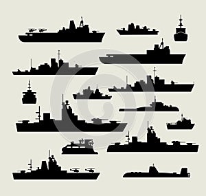 Silhouettes of warships