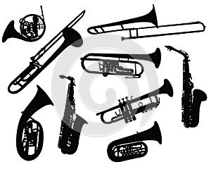 Silhouettes of wind instruments